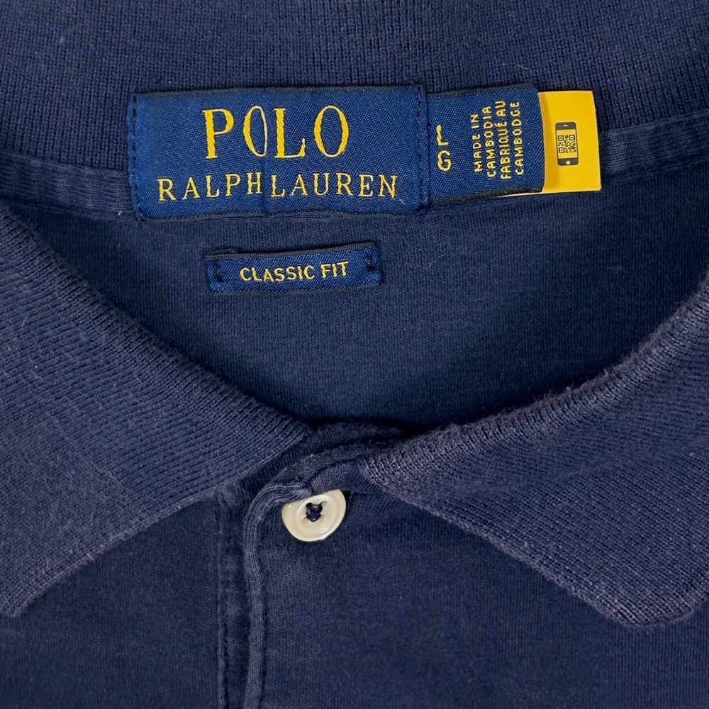 Polo Ralph Lauren Polo Shirt Mens L Classic Fit 100% Soft Cotton Navy Golf Large - Picture 6 of 8